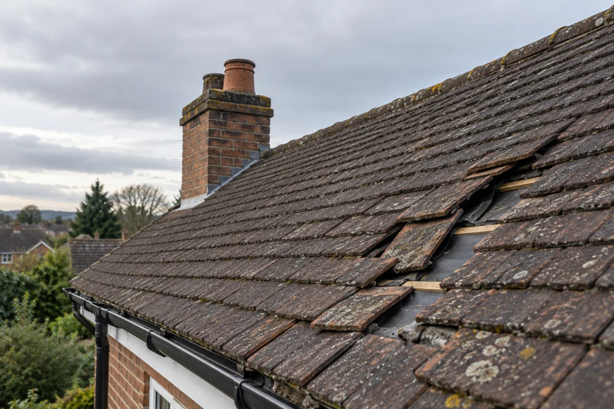 Emergency Roof Tarping professional at a property roof